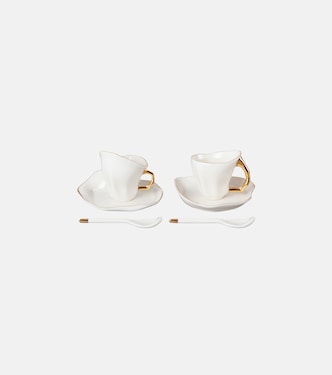 Meltdown set of 2 espresso cups, saucers, and spoons by JordanLuca | Seletti