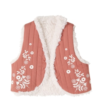Noemie embroidered quilted cotton vest | C'era Una Volta