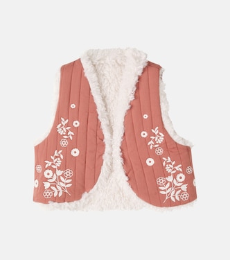 Veste sans manches Noemie brodée et matelassée en coton | C'era Una Volta