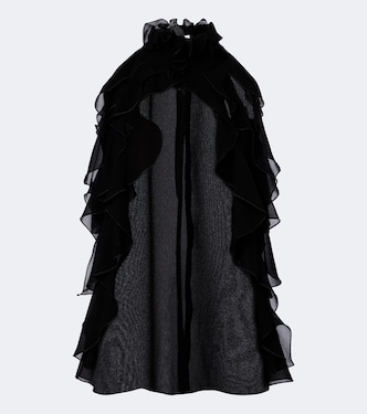 Ruffled silk chiffon top  | McQueen