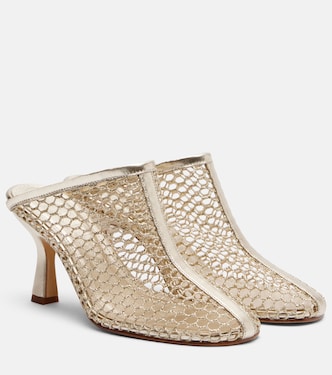 Giulia leather-trimmed fishnet mules | Souliers Martinez
