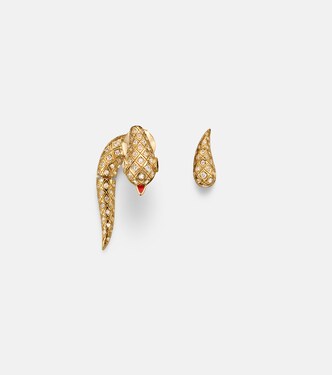 Python 9kt gold earrings with diamonds and spinels | Yvonne Léon