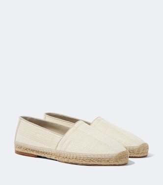Suede-trimmed woven espadrilles | Brunello Cucinelli