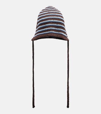 Gorro de punto de algodón a rayas | Miu Miu