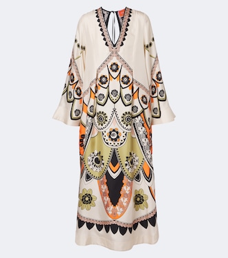Twin Flame printed silk twill midi dress | La DoubleJ
