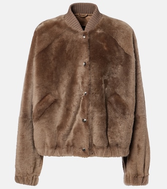 Cashmere-trimmed shearling bomber jacket | Brunello Cucinelli