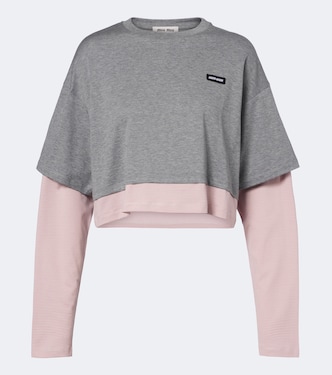 Layered cotton jersey T-shirt  | Miu Miu