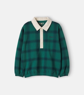 格纹棉质针织Polo衫式运动衫 | Tinycottons
