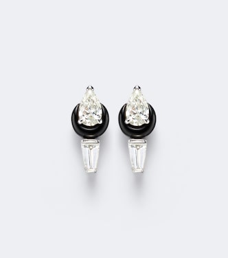 Oui 18kt white gold and enamel earrings with diamonds | Nikos Koulis