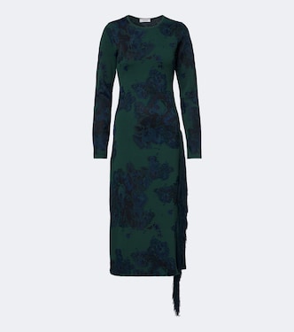 Floral fringed knitted jacquard midi dress | Erdem