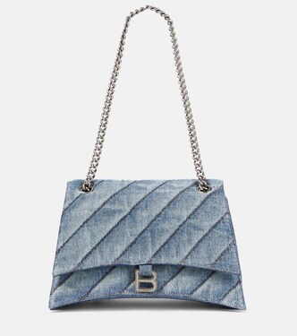 Borsa a spalla Crush Medium in denim | Balenciaga