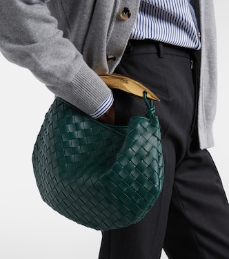 Sardine Intrecciato leather shoulder bag in green - Bottega Veneta