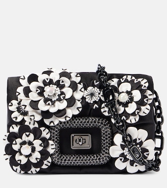 Viv' Choc floral-appliqué satin crossbody bag | Roger Vivier