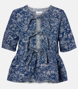 Peplum Tapestry cotton blouse | Ganni