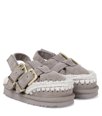Shearling-lined suede slingback flats | Mou Kids