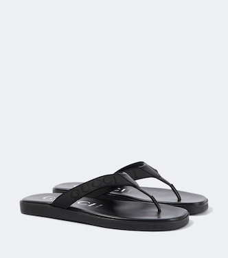 Sandalias de lona y piel con logo | Gucci