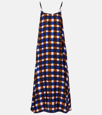 Napoli checked silk twill maxi dress | Asceno