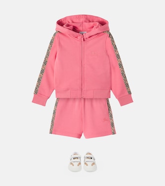 Burberry Check EKD cotton zip-up hoodie in pink - Burberry Kids