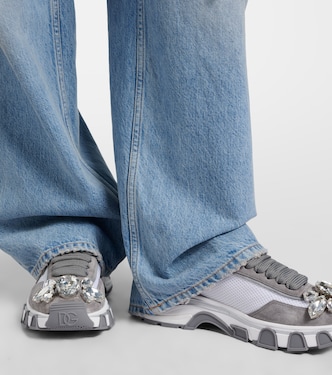 DG Country Road suede-trimmed sneakers in grey - Dolce Gabbana