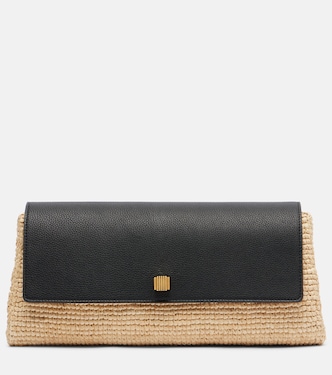 Clutch Audrey aus Raffiabast mit Leder | Khaite