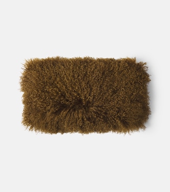 Shearling and linen cushion | Maison de Vacances
