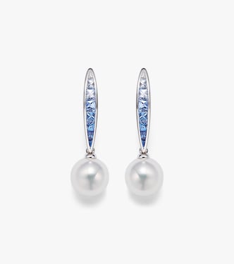 Ohrringe aus 18kt Weißgold mit Saphiren und Perlen | Mikimoto