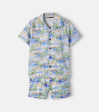 Printed cotton shirt and shorts set | Fábula