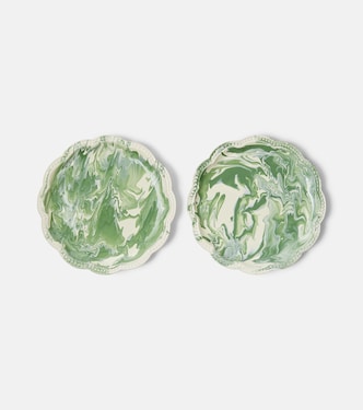 Marbled set of 2 ceramic dinner plates | Cabana