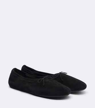 Gathered suede ballet flats | Phoebe Philo