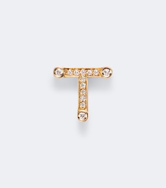 Einzelner Ohrring Initial Petite T aus 18kt Gelbgold mit Diamanten | Sophie Bille Brahe