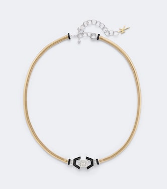 Feelings 18kt gold and enamel necklace with diamonds | Nikos Koulis