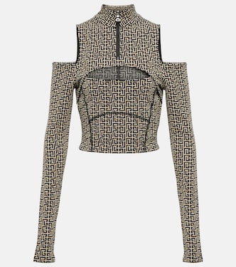 Cutout cotton-blend crop top | Balmain