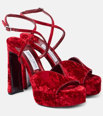 Karli 125 velvet platform sandals | Jimmy Choo
