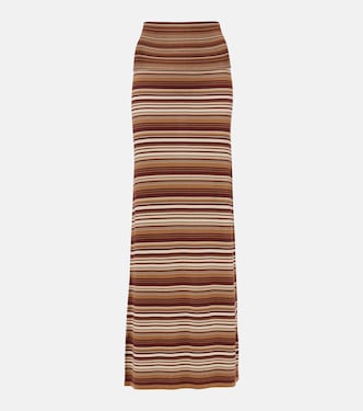 Knitted striped silk-blend maxi skirt | Aya Muse