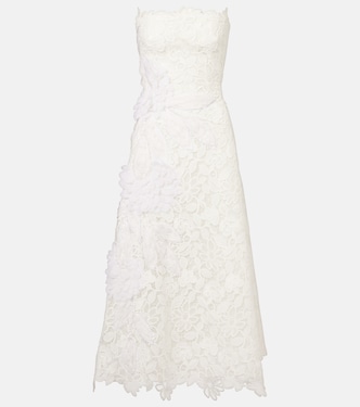 Floral-appliqué lace gown | Costarellos