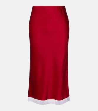 Lace-trimmed satin midi skirt | Victoria Beckham