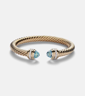 Classic Cablespira® 18kt gold cuff bracelet with topazes and diamonds | David Yurman
