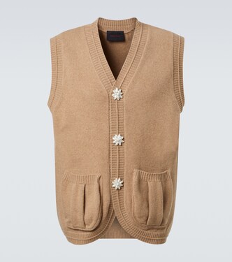 Faux pearl-embellished wool-blend vest | Simone Rocha