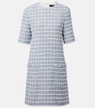 Checked cotton-blend tweed minidress | Versace