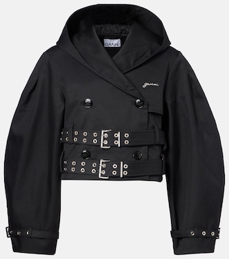 Belted cropped cotton jacket | Ganni
