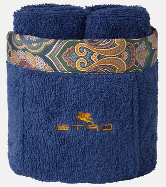 Giano set of 4 cotton face towels and basket | Etro