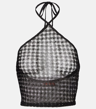 Open-knit halterneck lamé crop top | Missoni