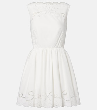 Embroidered cotton poplin minidress | Self-Portrait