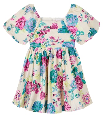 Pleated floral cotton poplin dress | Petite Amalie  
