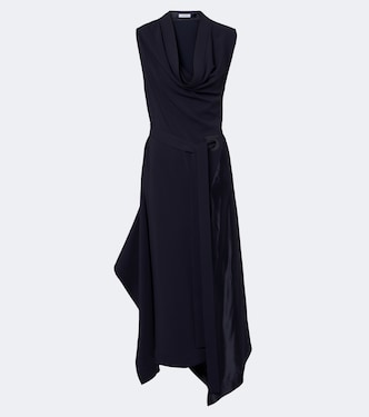 Draped satin-trimmed jersey midi dress | Ferragamo