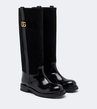 DG leather and suede knee-high boots | Dolce&Gabbana