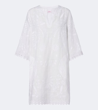 Vestido corto Aigue-Marine de lino bordado | Eres