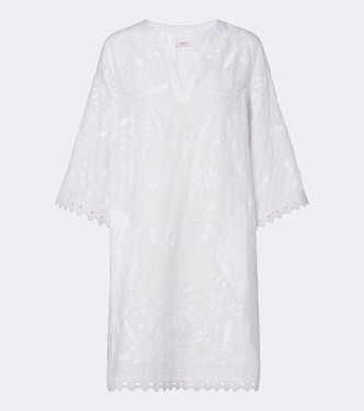 Aigue-Marine embroidered linen minidress | Eres