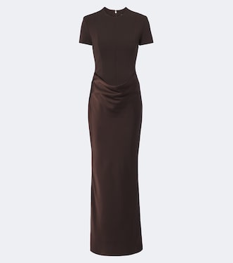 Satin-paneled draped corset gown | Rotate
