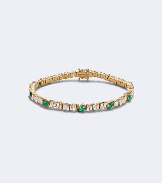 18kt gold tennis bracelet with diamonds and emeralds | Suzanne Kalan